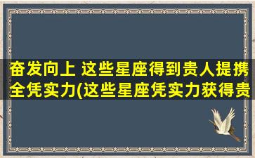 奋发向上 这些星座得到贵人提携全凭实力(这些星座凭实力获得贵人提携，以奋发向上！)